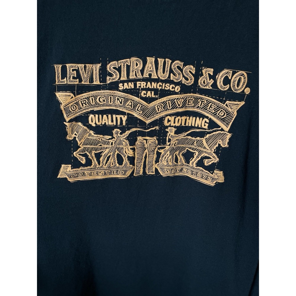 Levi Strauss & Co. Two Horse Logo Graphic T-Shirt | Black, Copper | 4XL